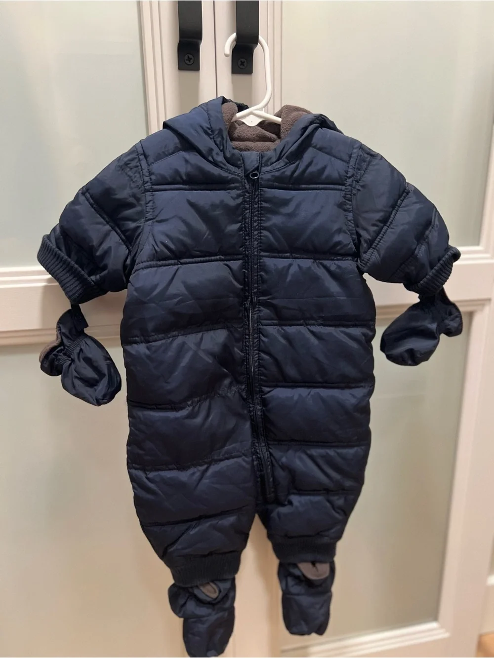 Old Navy Navy Puffer Hooded One-Piece Snowsuit for Kids